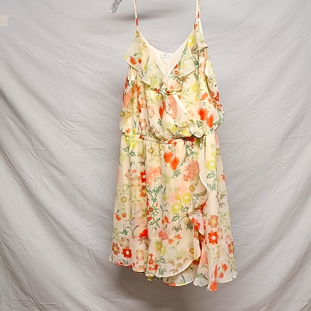 Maurices Multi-colored Floral Pattern Sundress with Ruffles Size XL